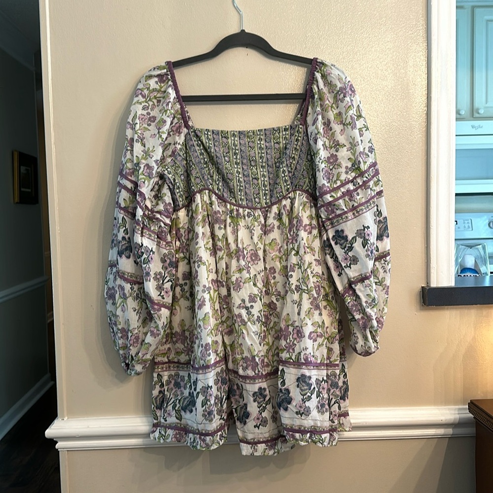 Free people endless afternoon mini dress balloon sleeve size medium